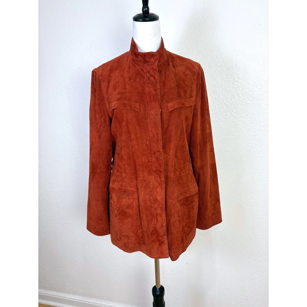 Y2K Vintage Adrienne's Vittadini Orange Suede Jacket Size 8 Made In Italy Chic - Picture 2 of 9